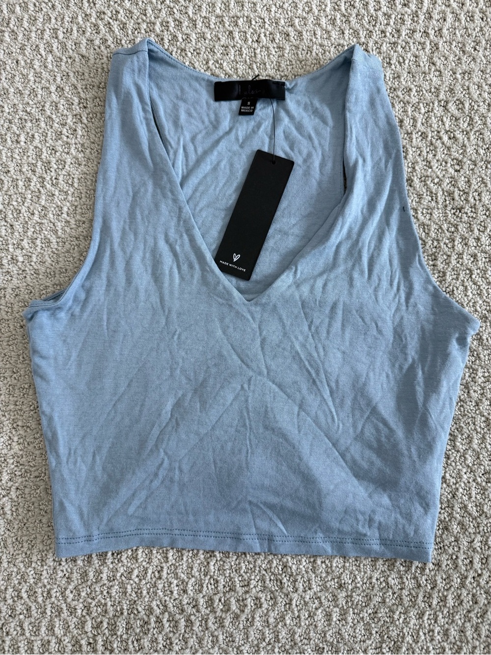 Brand new Lulu's Blue V-Neck Cropped Tank size small